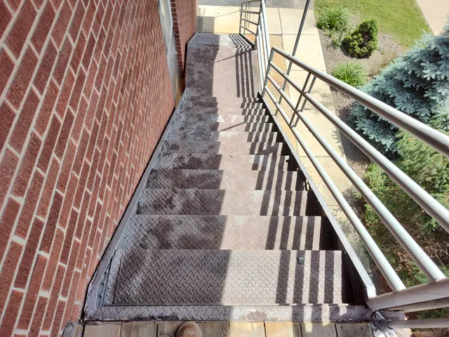 Aerial view of staircase restoration project