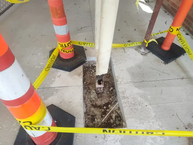 Second angle of excavated corroded post anchor