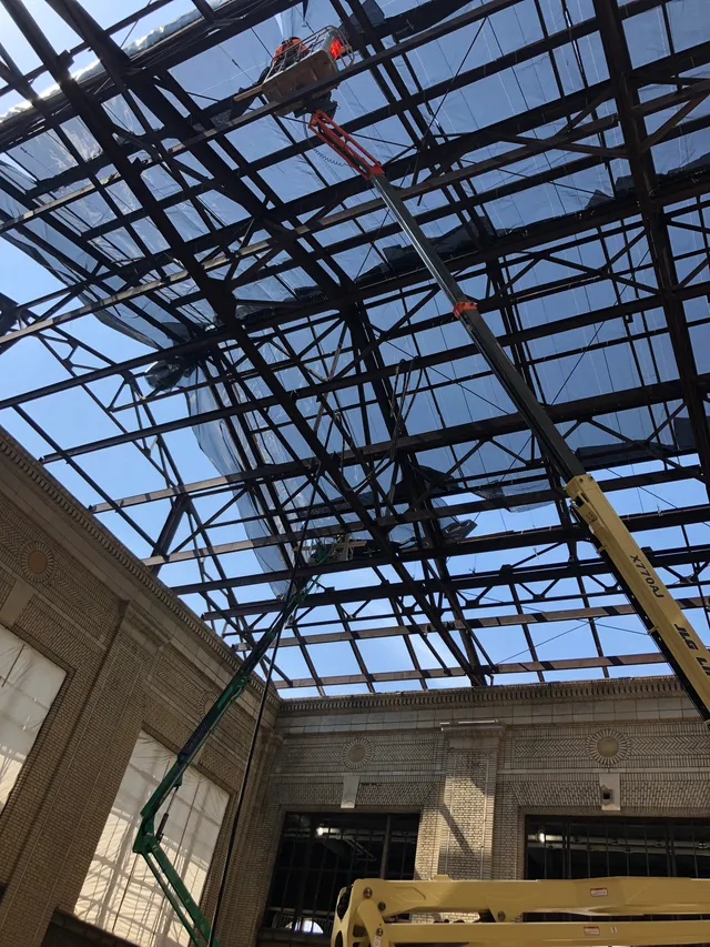 Michigan Central Train Station — blasting in progress