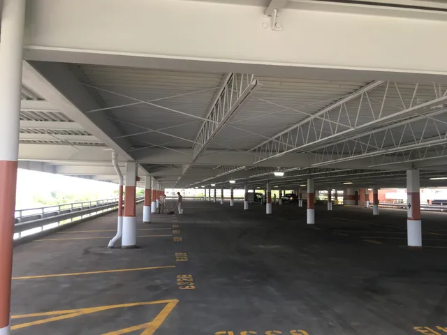Parking garage blast and repaint — painted columns and ceiling