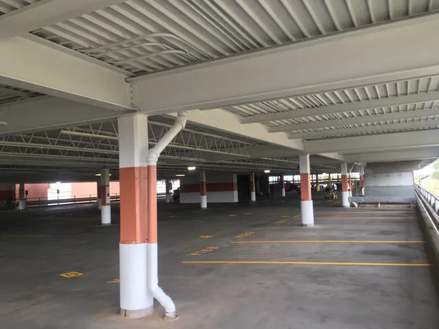 Parking garage blast and repaint — finished floor level