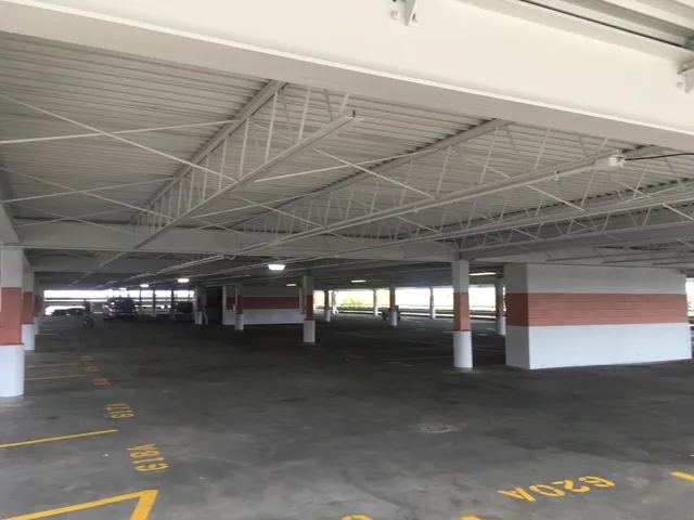 Parking garage blast and repaint — ceiling structure detail