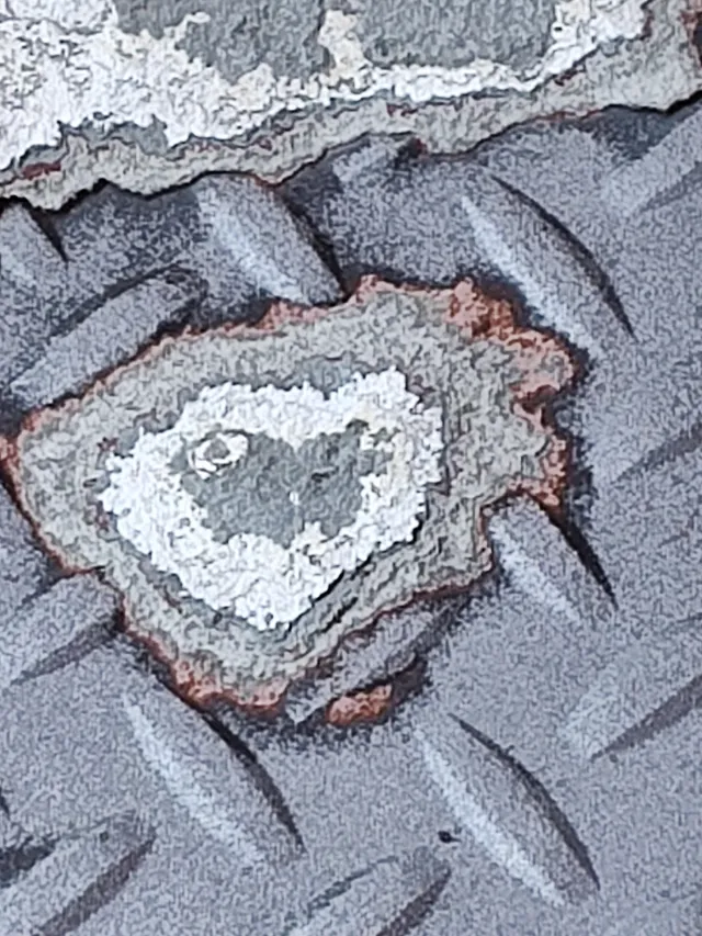 Severe corrosion hole in stair tread