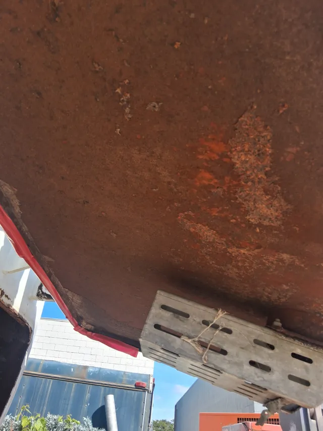 Corroded steel surface inside vacuum truck tank