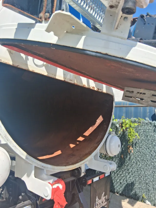 Vacuum truck tank exterior before blasting and relining